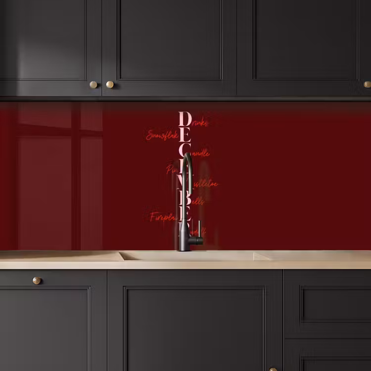Keuken achterwand - December - Tekst - Kerst - Burgundy — 6