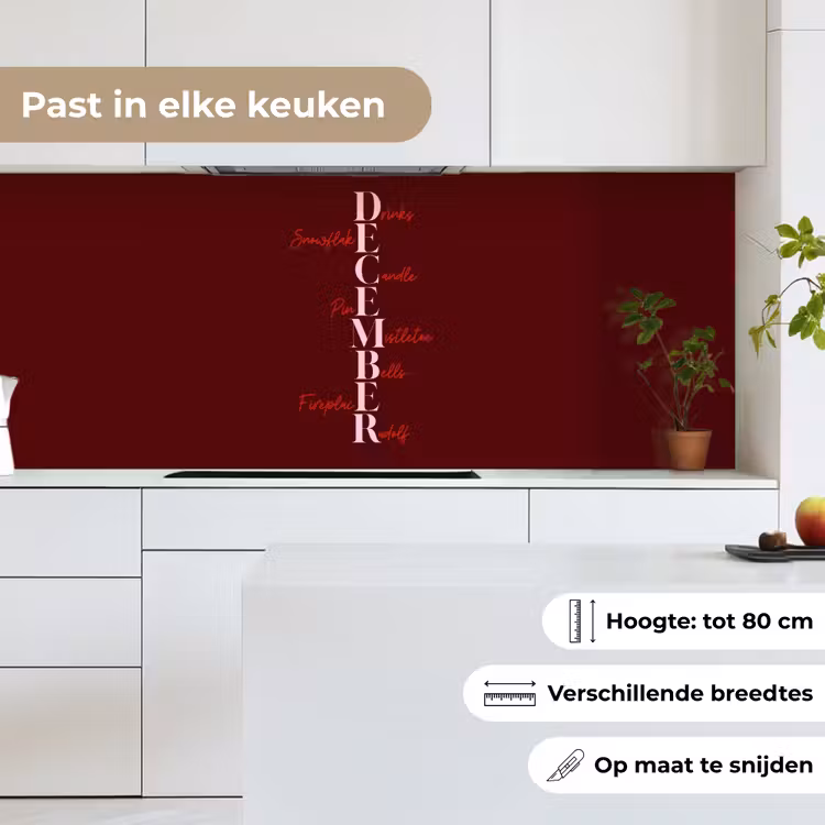 Keuken achterwand - December - Tekst - Kerst - Burgundy — 7