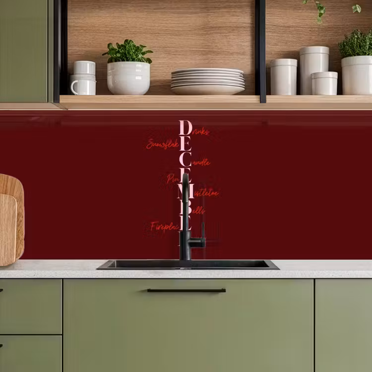 Keuken achterwand - December - Tekst - Kerst - Burgundy — 8