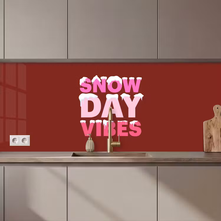 Keuken achterwand - Kerst - Tekst - Sneeuw - Rood - Roze — 1