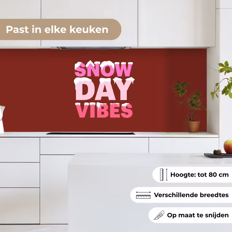 Keuken achterwand - Kerst - Tekst - Sneeuw - Rood - Roze — 7