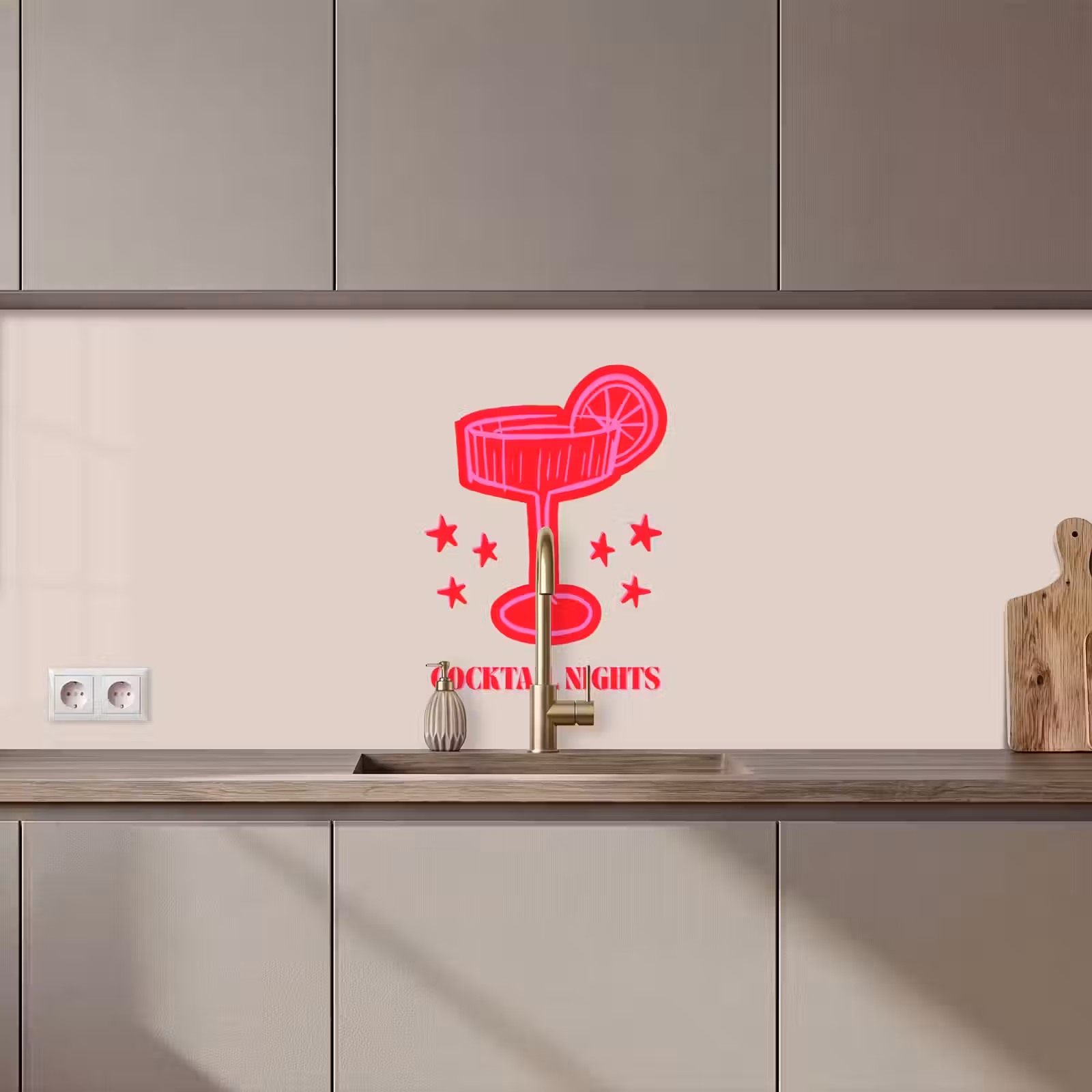 Keuken achterwand - Cocktail - Kerst - Beige - Roze — 1