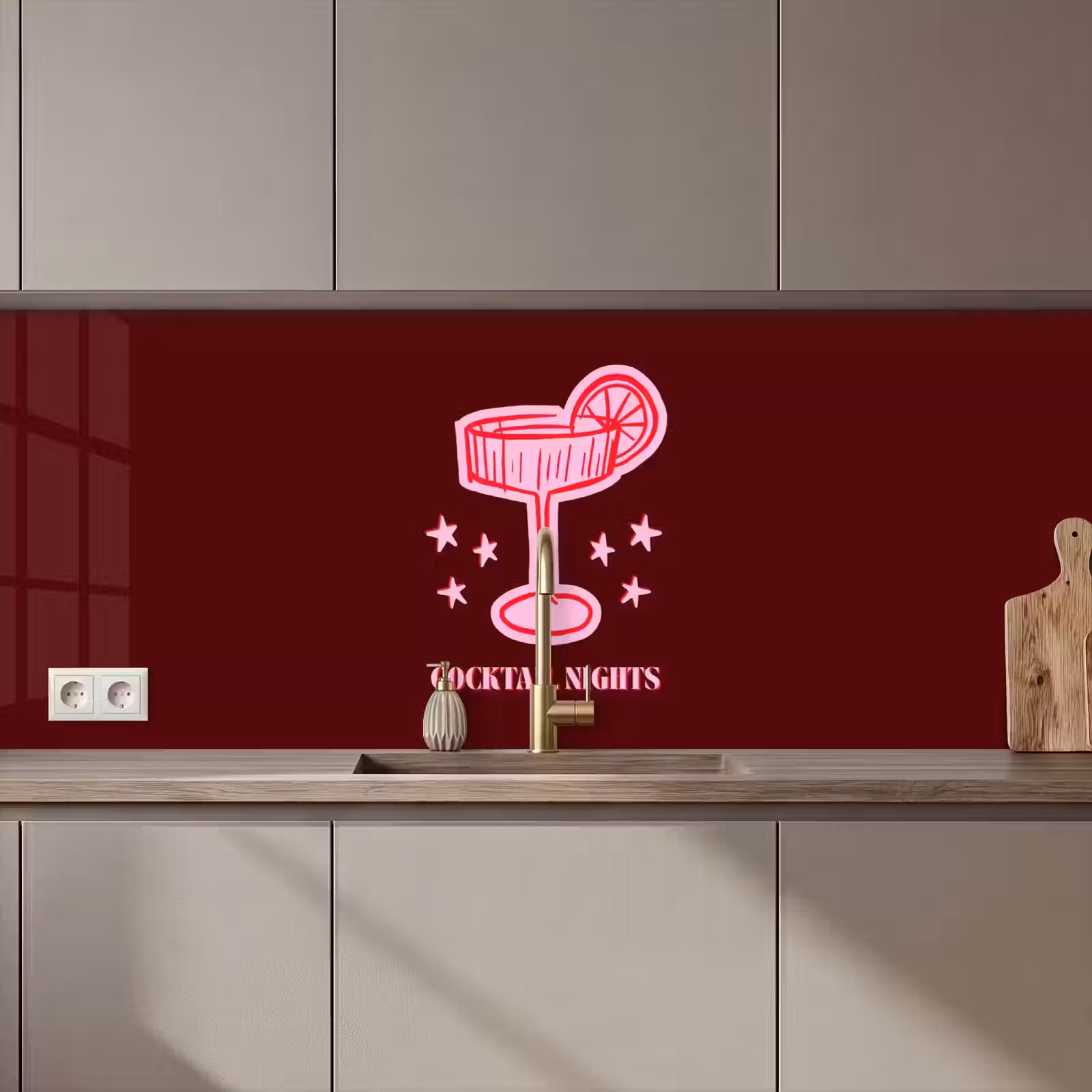Keuken achterwand - Cocktail - Kerst - Burgundy - Roze — 1