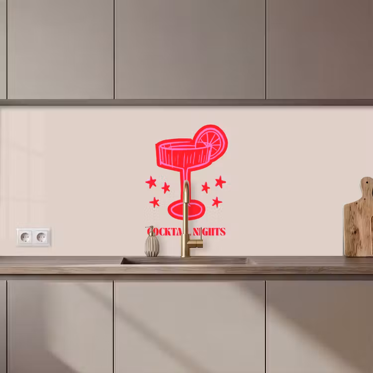 Keuken achterwand - Cocktail - Kerst - Beige - Roze — 1