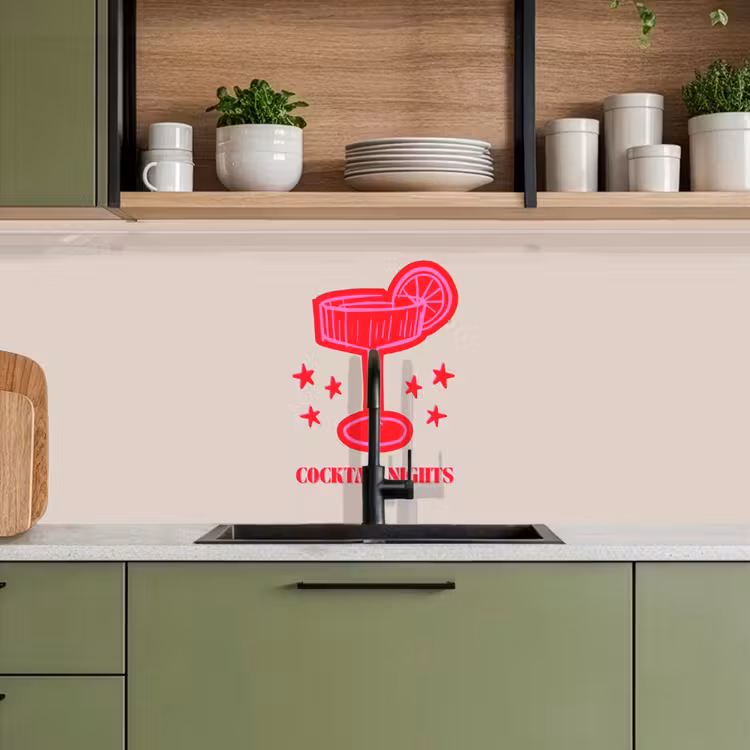 Keuken achterwand - Cocktail - Kerst - Beige - Roze — 8