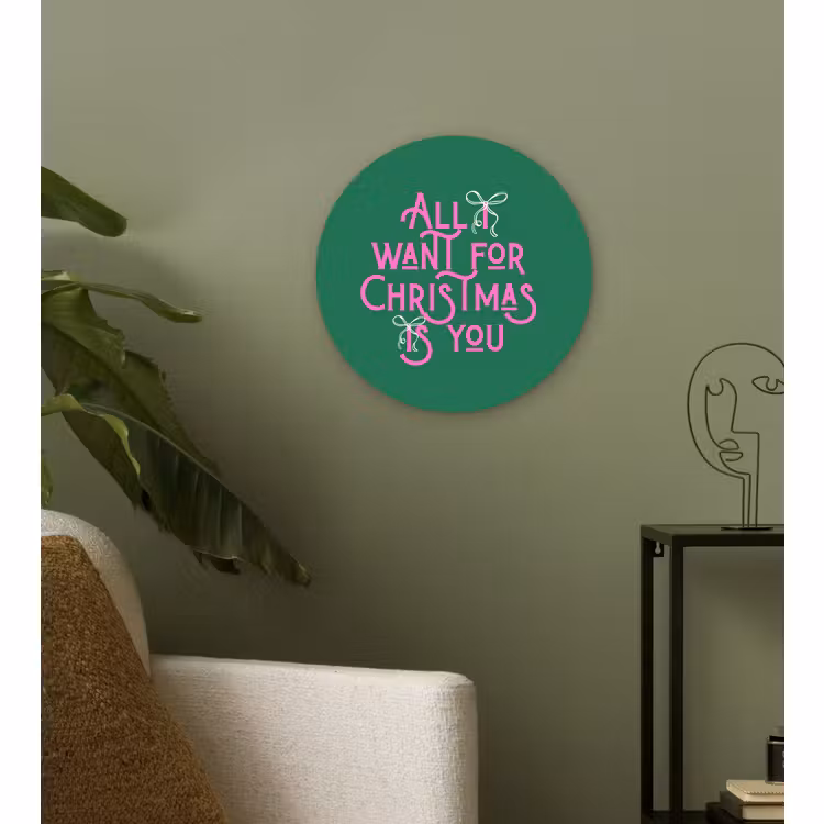 Muurcirkel - Kerst - Tekst - Roze - Groen — 3