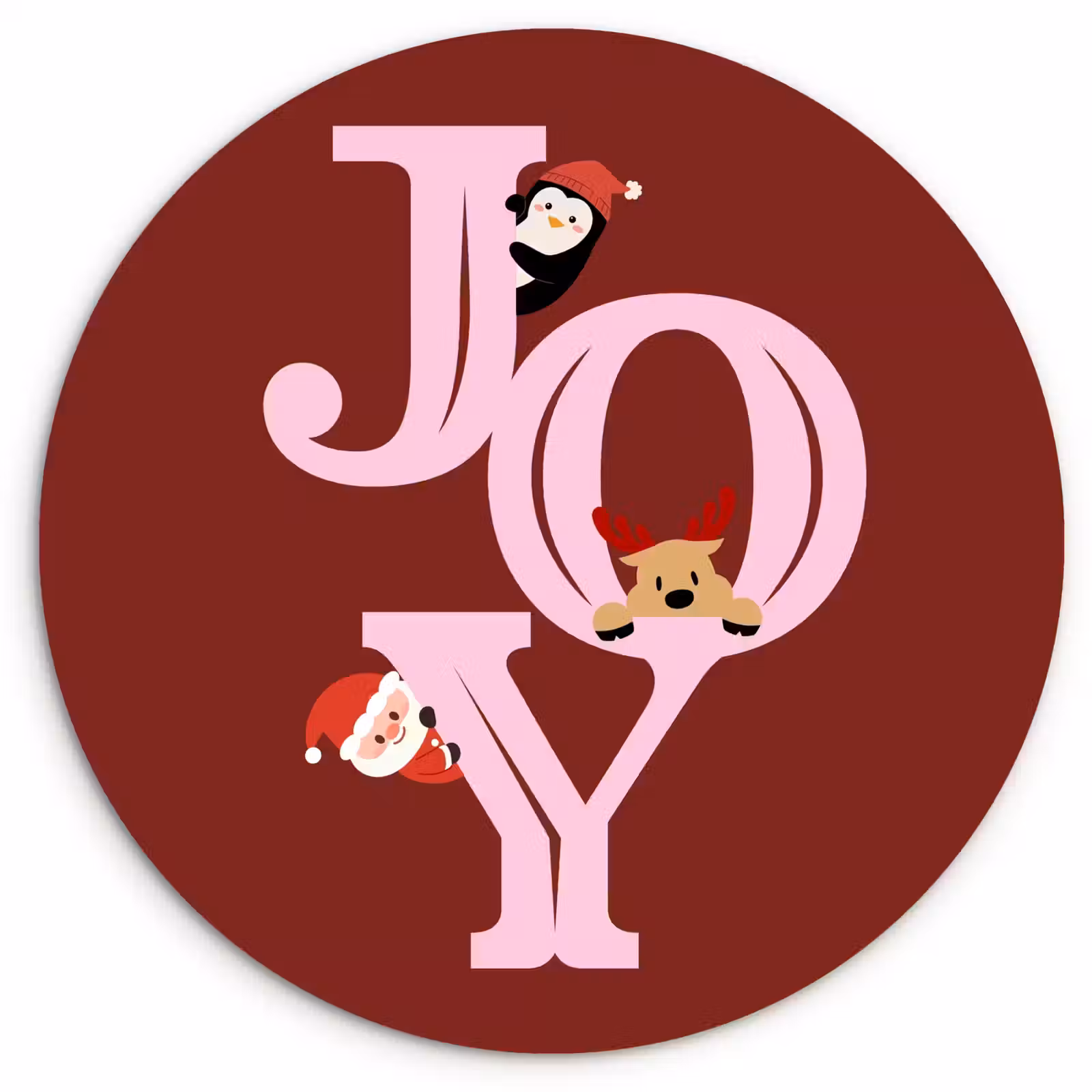 Muurcirkel - Joy - Kerst - Animatie - Rood - Roze — 1