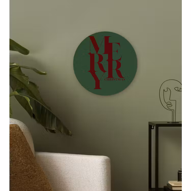 Muurcirkel - Merry - Tekst - Groen - Kerst — 3