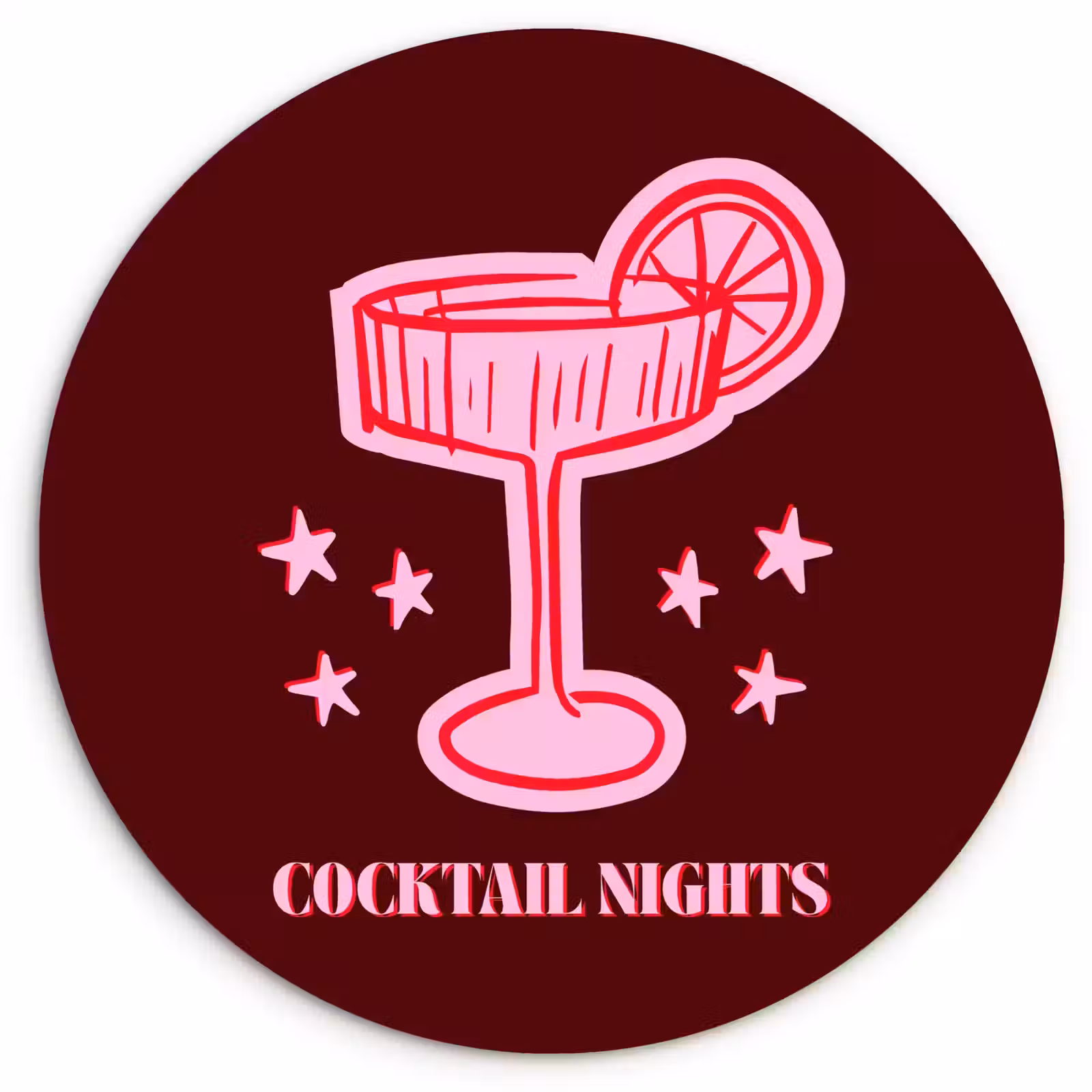 Muurcirkel - Cocktail - Kerst - Burgundy - Roze — 1