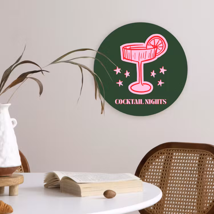 Muurcirkel - Cocktail - Kerst - Roze - Groen — 4