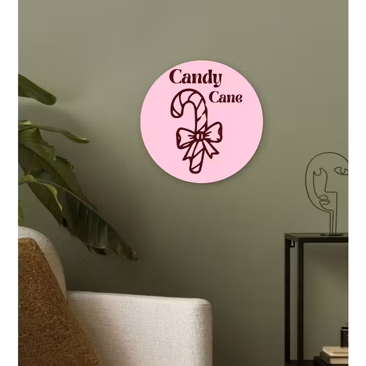 Muurcirkel - Kerst - Snoep - Tekst - Bruin - Roze — 3