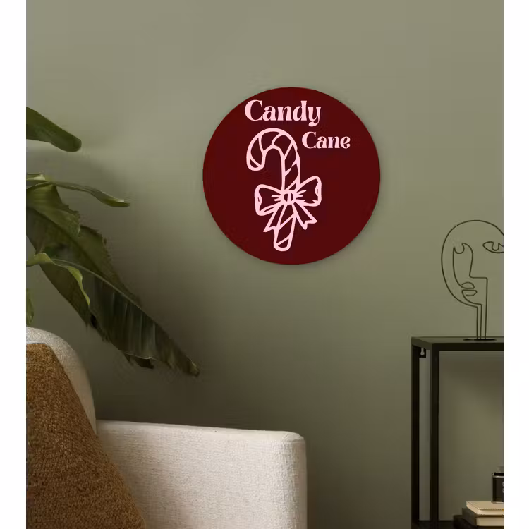 Muurcirkel - Kerst - Snoep - Tekst - Roze — 3