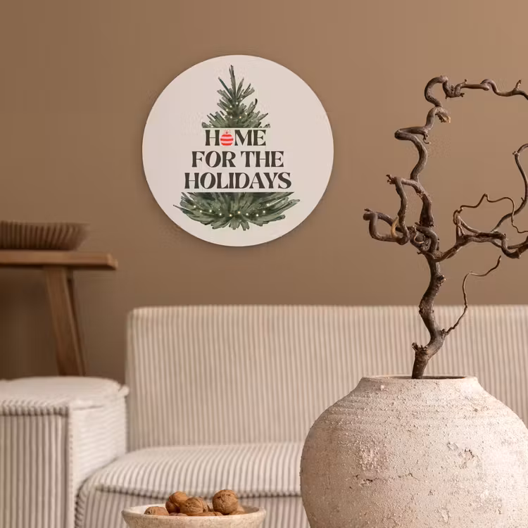 Muurcirkel - Kerst - Tekst - Kerstboom - Beige — 2