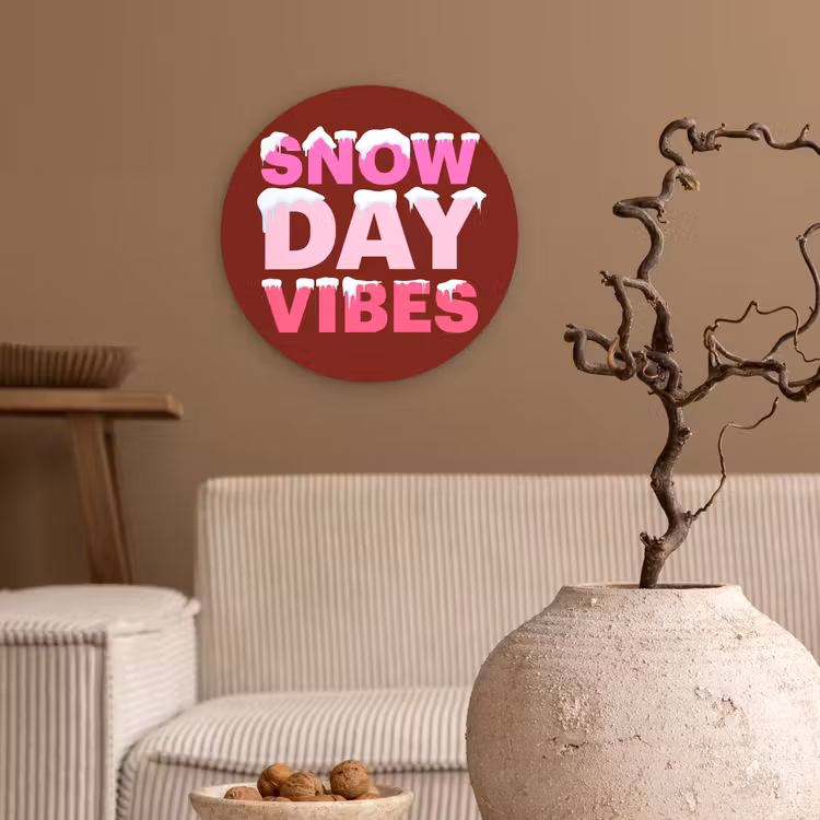Muurcirkel - Kerst - Tekst - Sneeuw - Rood - Roze — 2