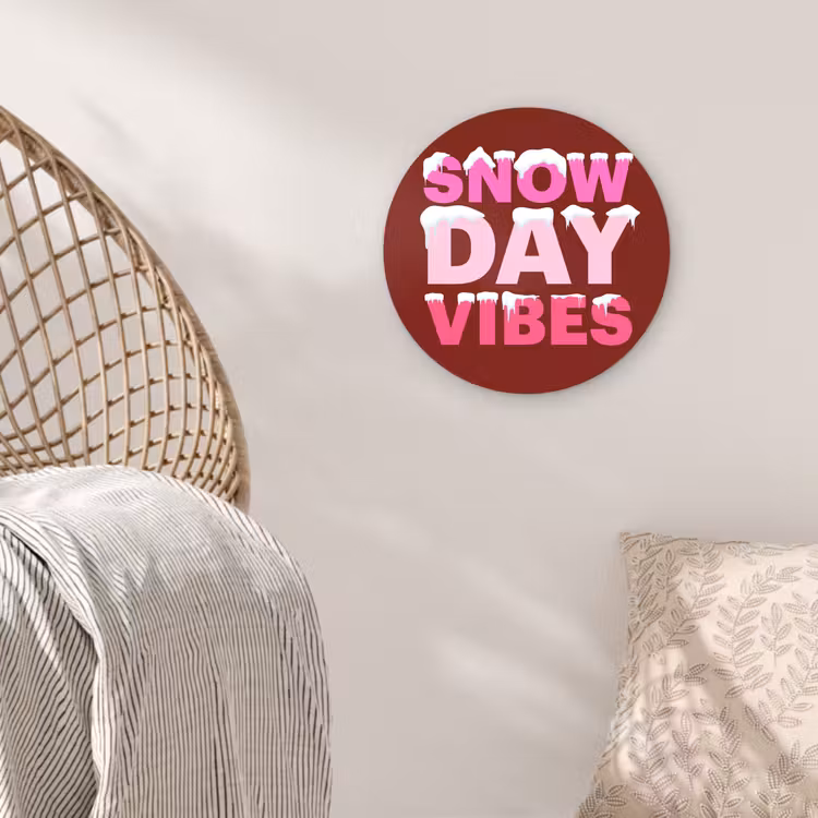 Muurcirkel - Kerst - Tekst - Sneeuw - Rood - Roze — 5
