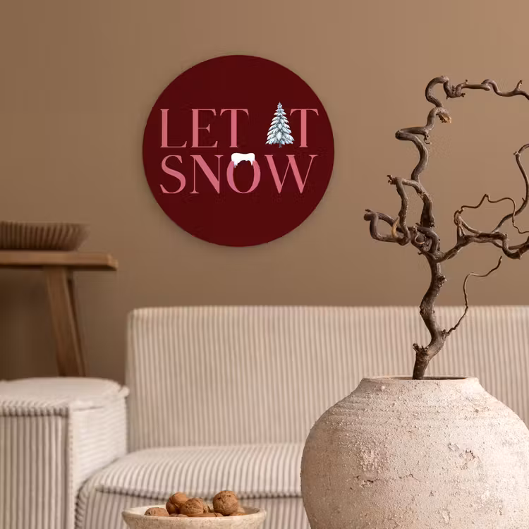 Muurcirkel - Tekst - Kerst - Sneeuw - Roze — 2