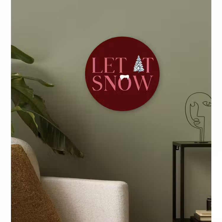 Muurcirkel - Tekst - Kerst - Sneeuw - Roze — 3