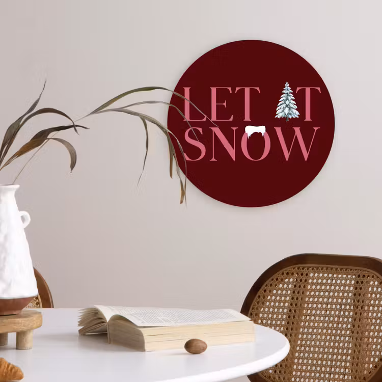 Muurcirkel - Tekst - Kerst - Sneeuw - Roze — 4
