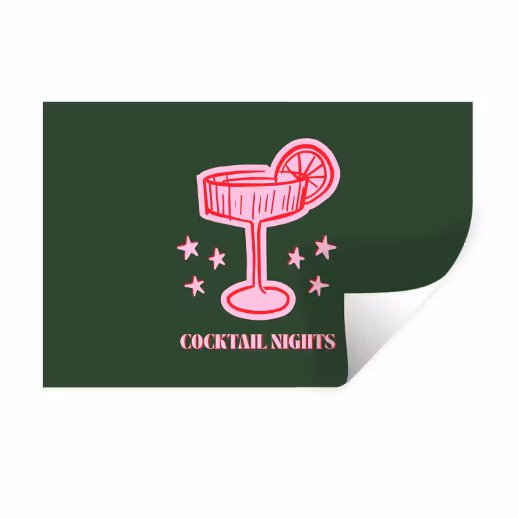 Muursticker - Cocktail - Kerst - Roze - Groen — 1