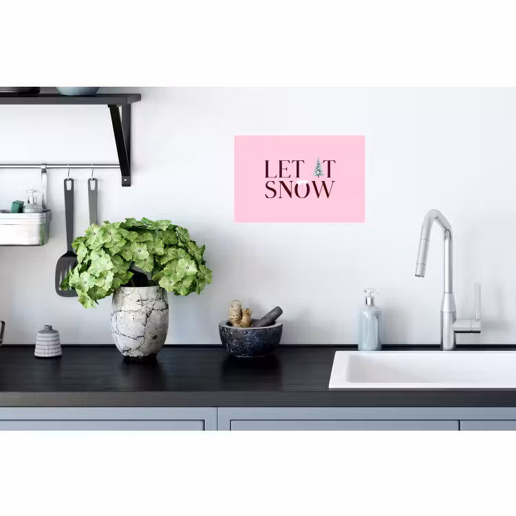 Muursticker - Kerst - Tekst - Sneeuw - Roze — 2