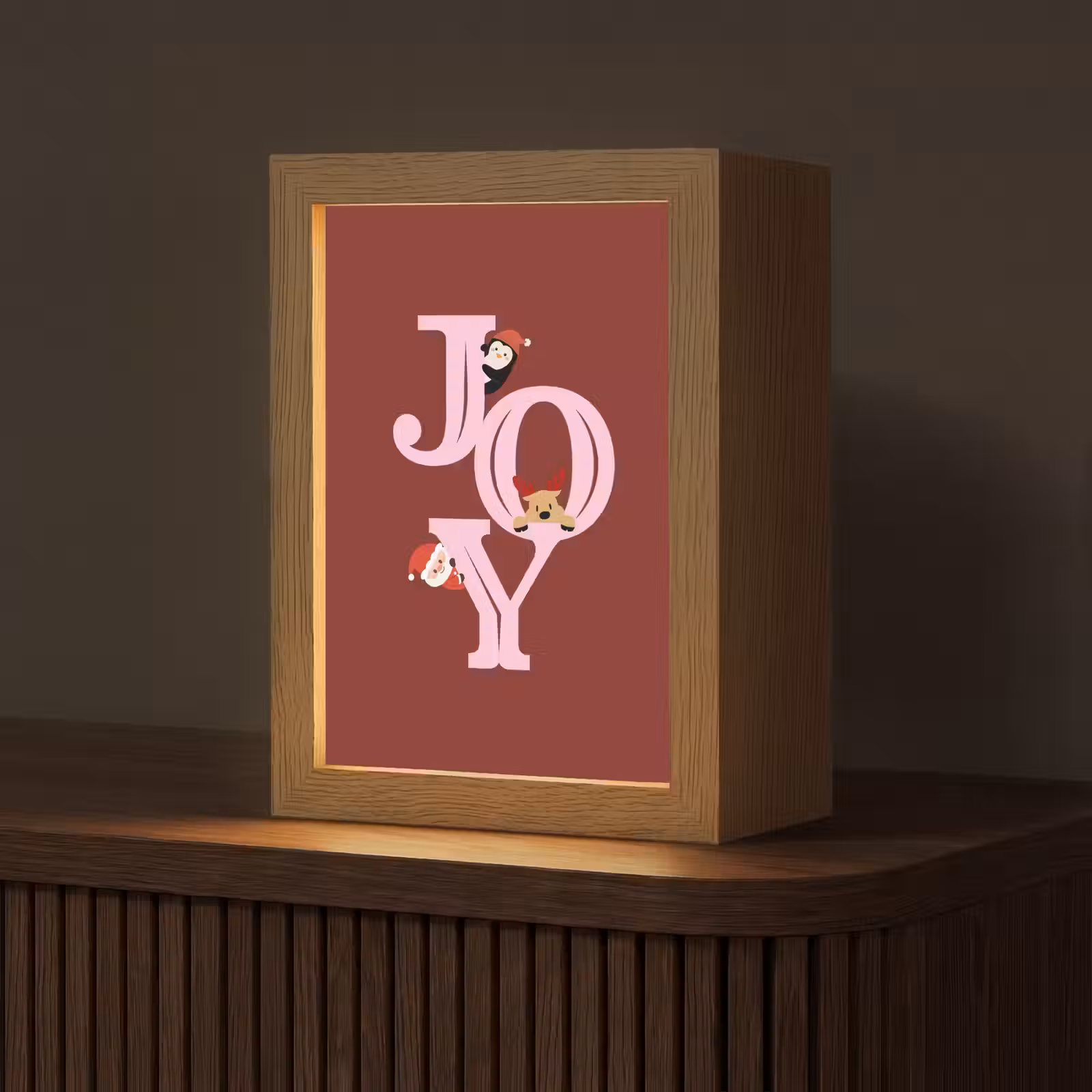 Gepersonaliseerd Lightbox - Joy - Kerst - Animatie - Rood - Roze — 1