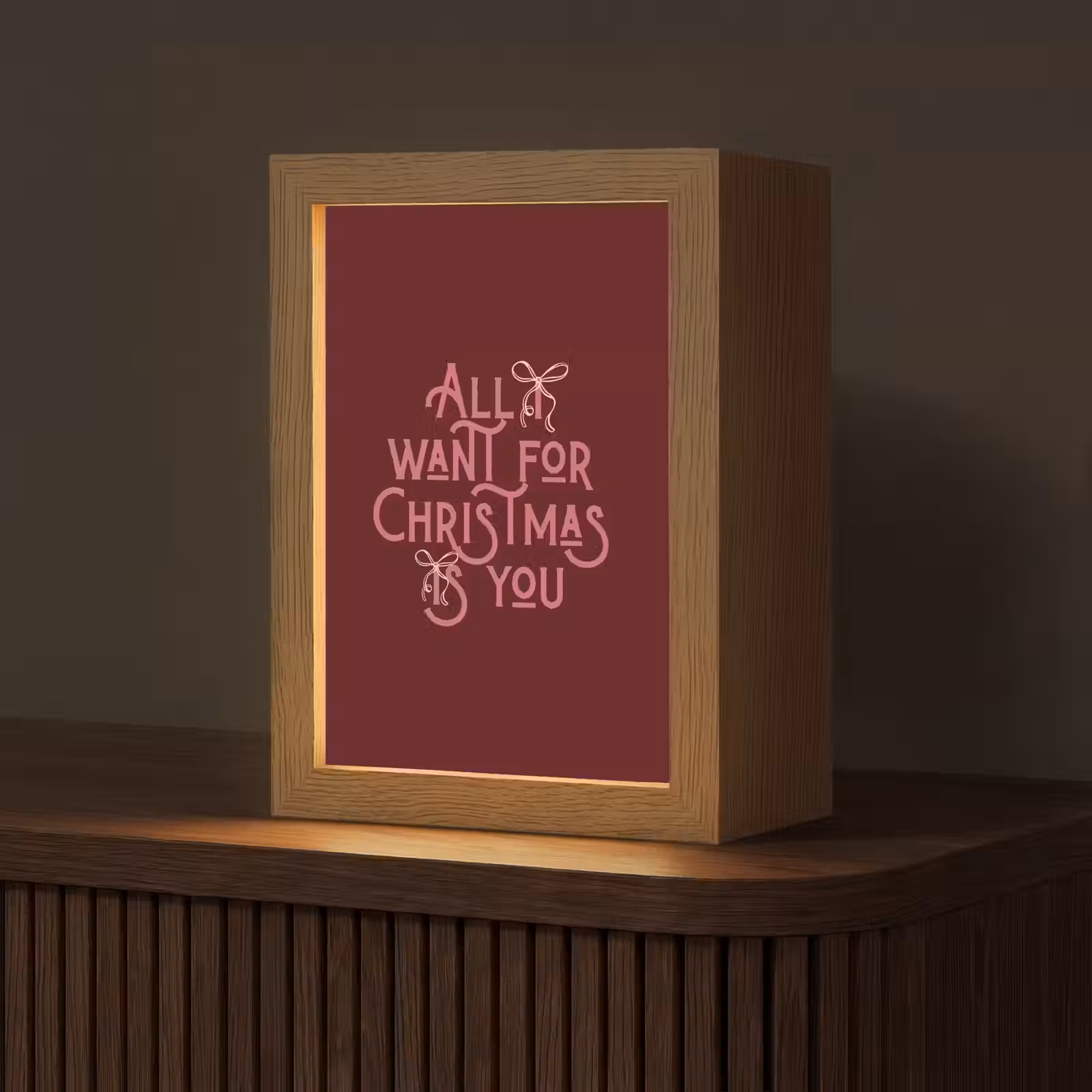 Gepersonaliseerd Lightbox - Tekst - Kerst - Rood - Roze — 1