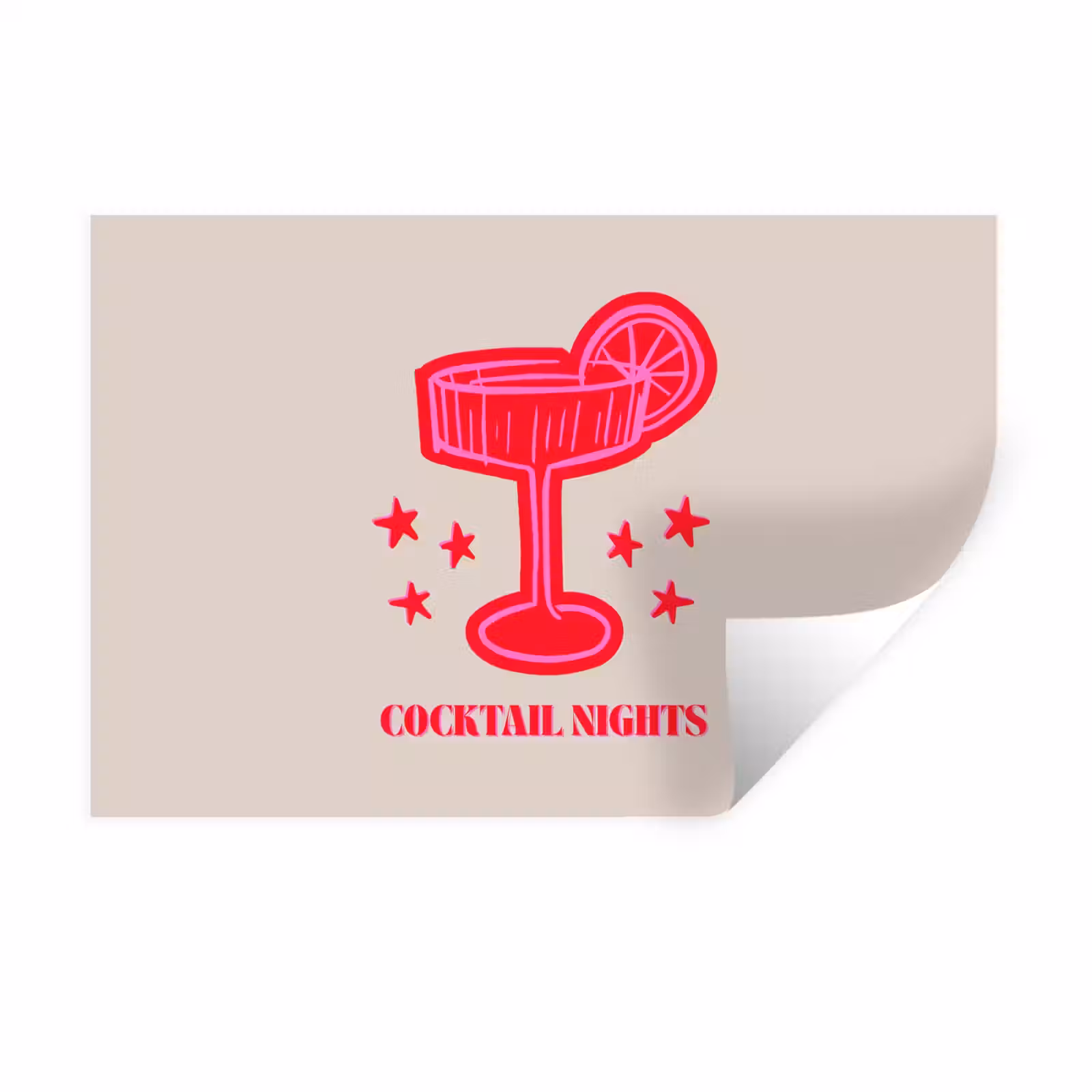 Muursticker - Cocktail - Kerst - Beige - Roze — 1