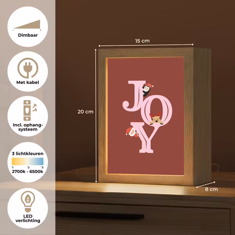Gepersonaliseerd Lightbox - Joy - Kerst - Animatie - Rood - Roze — 7