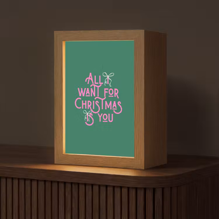 Gepersonaliseerd Lightbox - Kerst - Tekst - Roze - Groen — 1