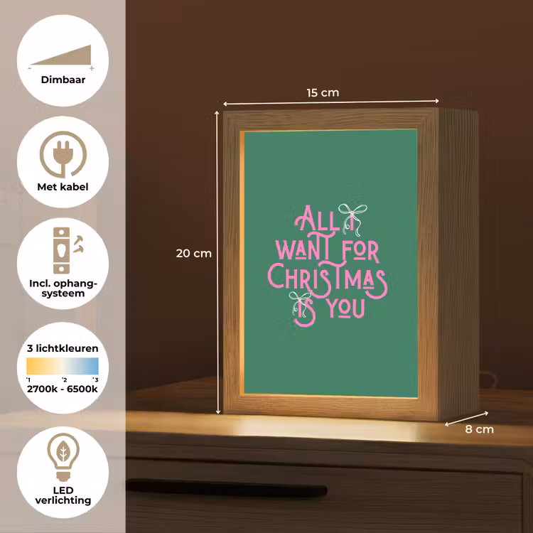 Gepersonaliseerd Lightbox - Kerst - Tekst - Roze - Groen — 7