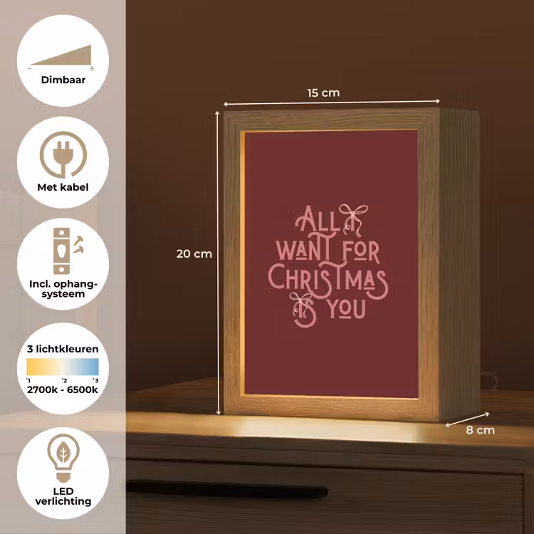 Gepersonaliseerd Lightbox - Tekst - Kerst - Rood - Roze — 7