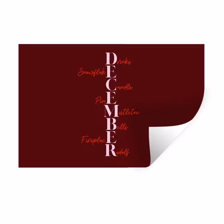 Muursticker - December - Tekst - Kerst - Burgundy — 1