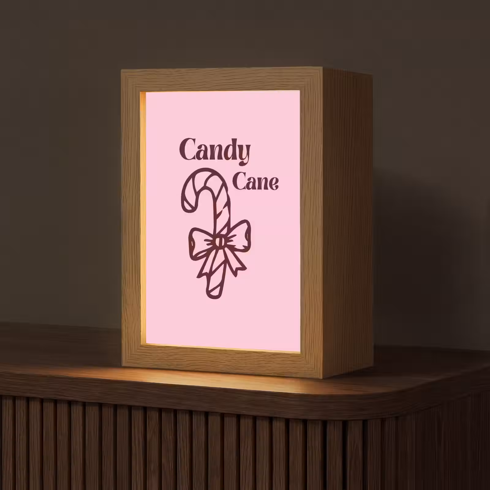 Gepersonaliseerd Lightbox - Kerst - Snoep - Tekst - Bruin - Roze — 1