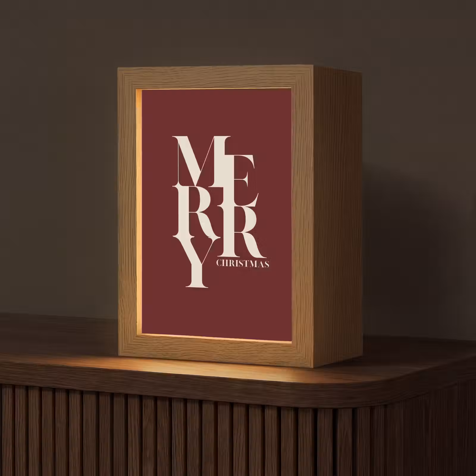 Gepersonaliseerd Lightbox - Merry - Tekst - Donker - Rood — 1