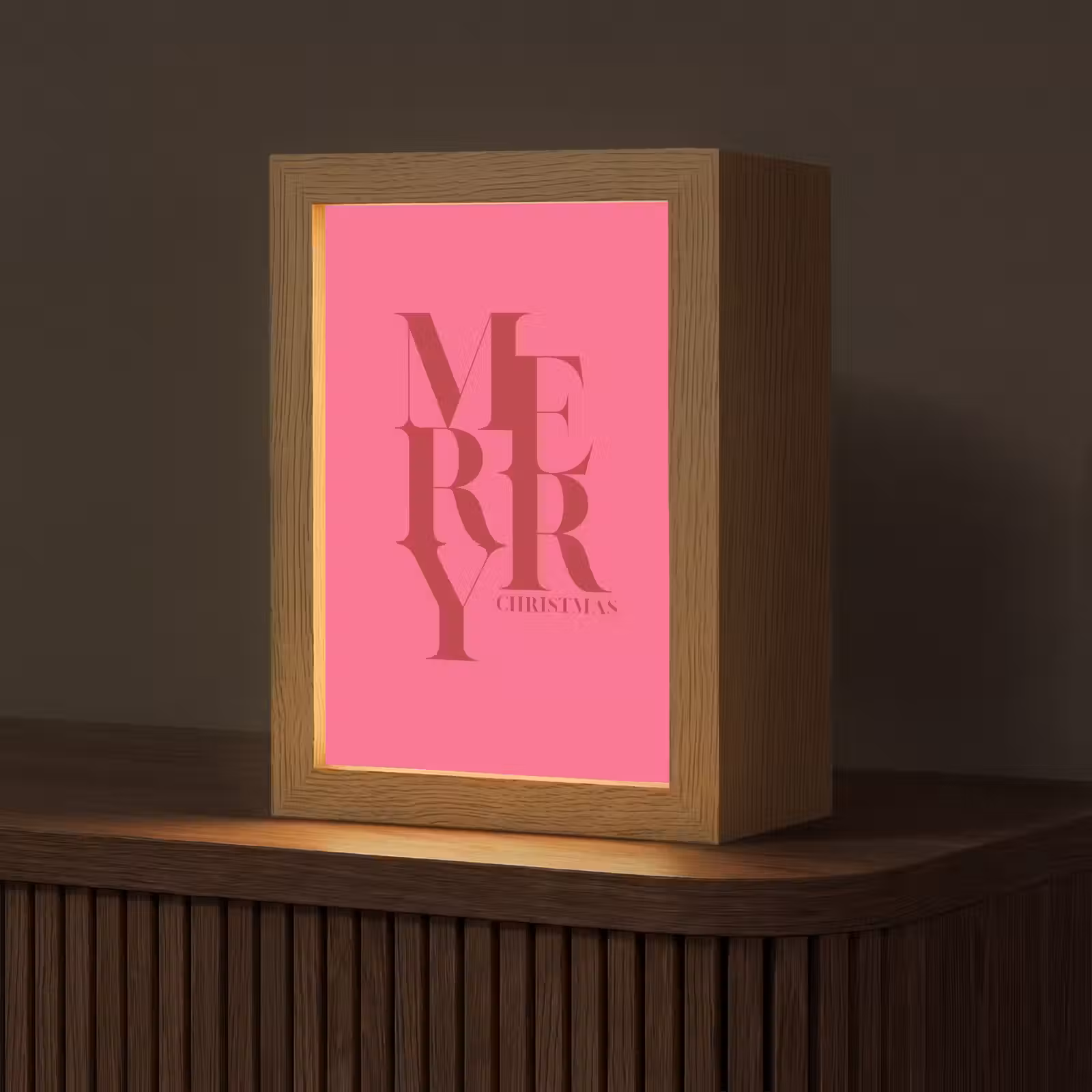 Gepersonaliseerd Lightbox - Merry - Tekst - Kerst - Roze — 1