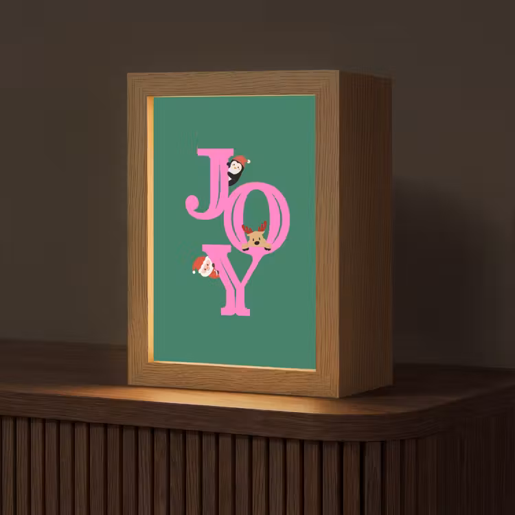 Gepersonaliseerd Lightbox - Joy - Kerst - Animatie - Roze - Groen — 1