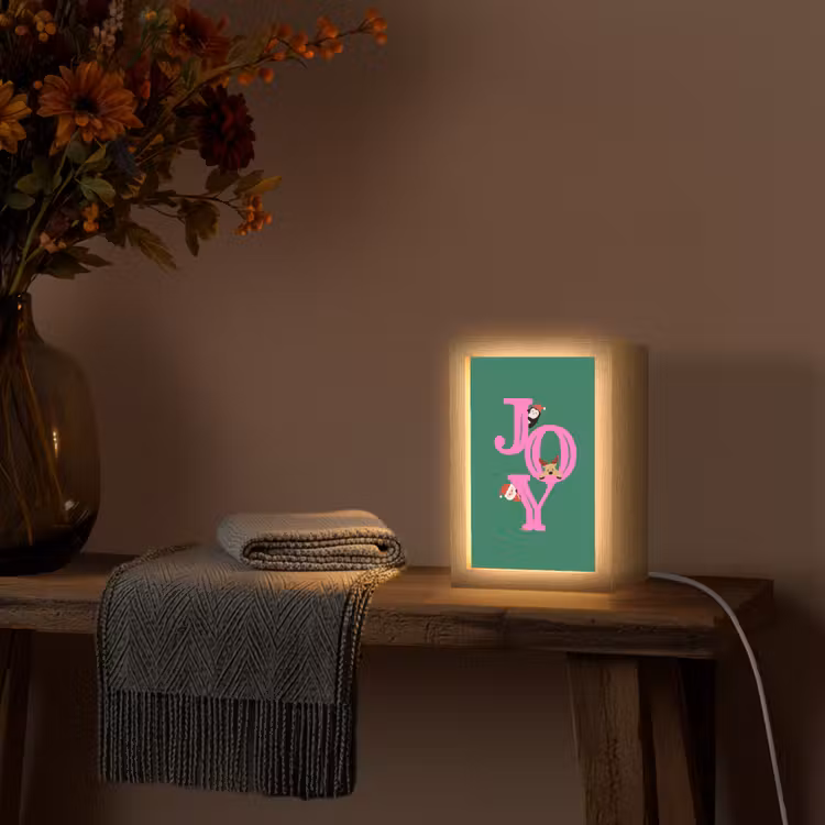 Gepersonaliseerd Lightbox - Joy - Kerst - Animatie - Roze - Groen — 3