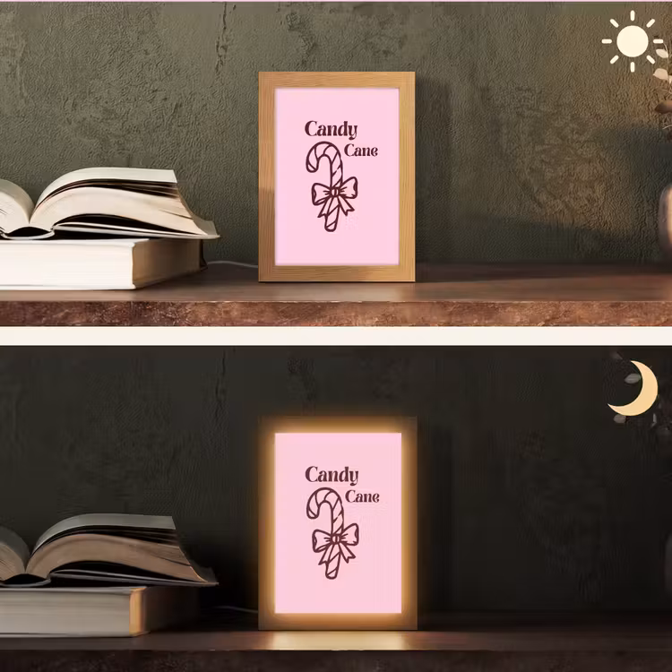 Gepersonaliseerd Lightbox - Kerst - Snoep - Tekst - Bruin - Roze — 5