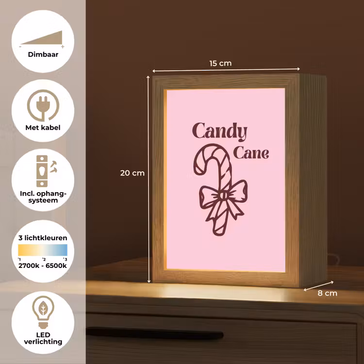 Gepersonaliseerd Lightbox - Kerst - Snoep - Tekst - Bruin - Roze — 7