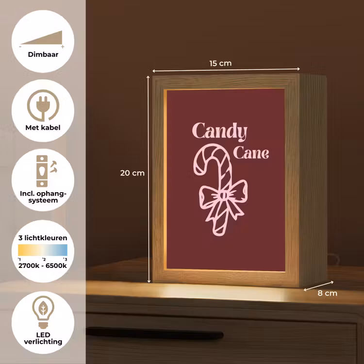 Gepersonaliseerd Lightbox - Kerst - Snoep - Tekst - Roze — 7