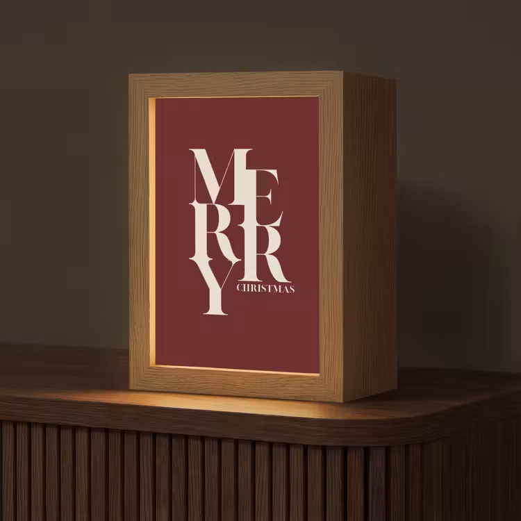Gepersonaliseerd Lightbox - Merry - Tekst - Donker - Rood — 1
