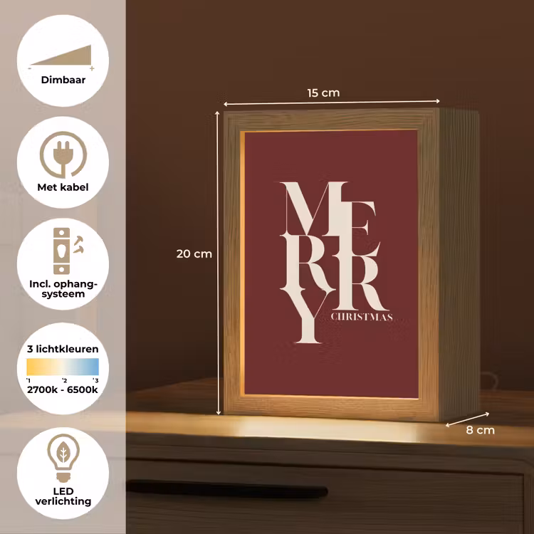 Gepersonaliseerd Lightbox - Merry - Tekst - Donker - Rood — 7