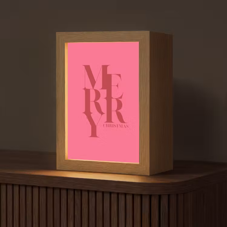 Gepersonaliseerd Lightbox - Merry - Tekst - Kerst - Roze — 1
