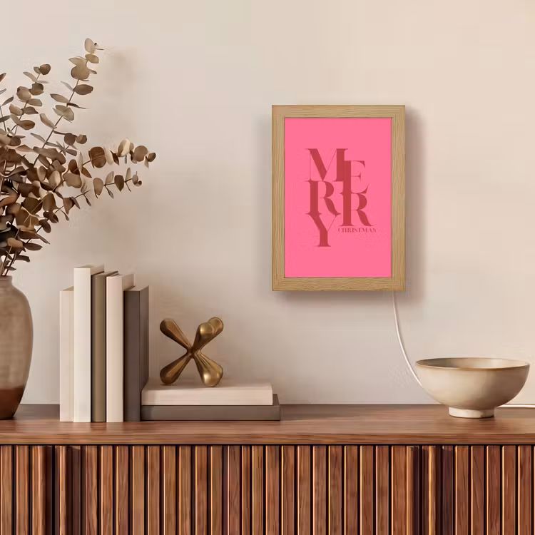 Gepersonaliseerd Lightbox - Merry - Tekst - Kerst - Roze — 4