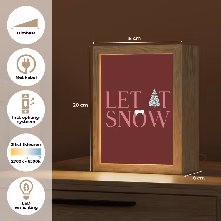 Gepersonaliseerd Lightbox - Tekst - Kerst - Sneeuw - Roze — 7