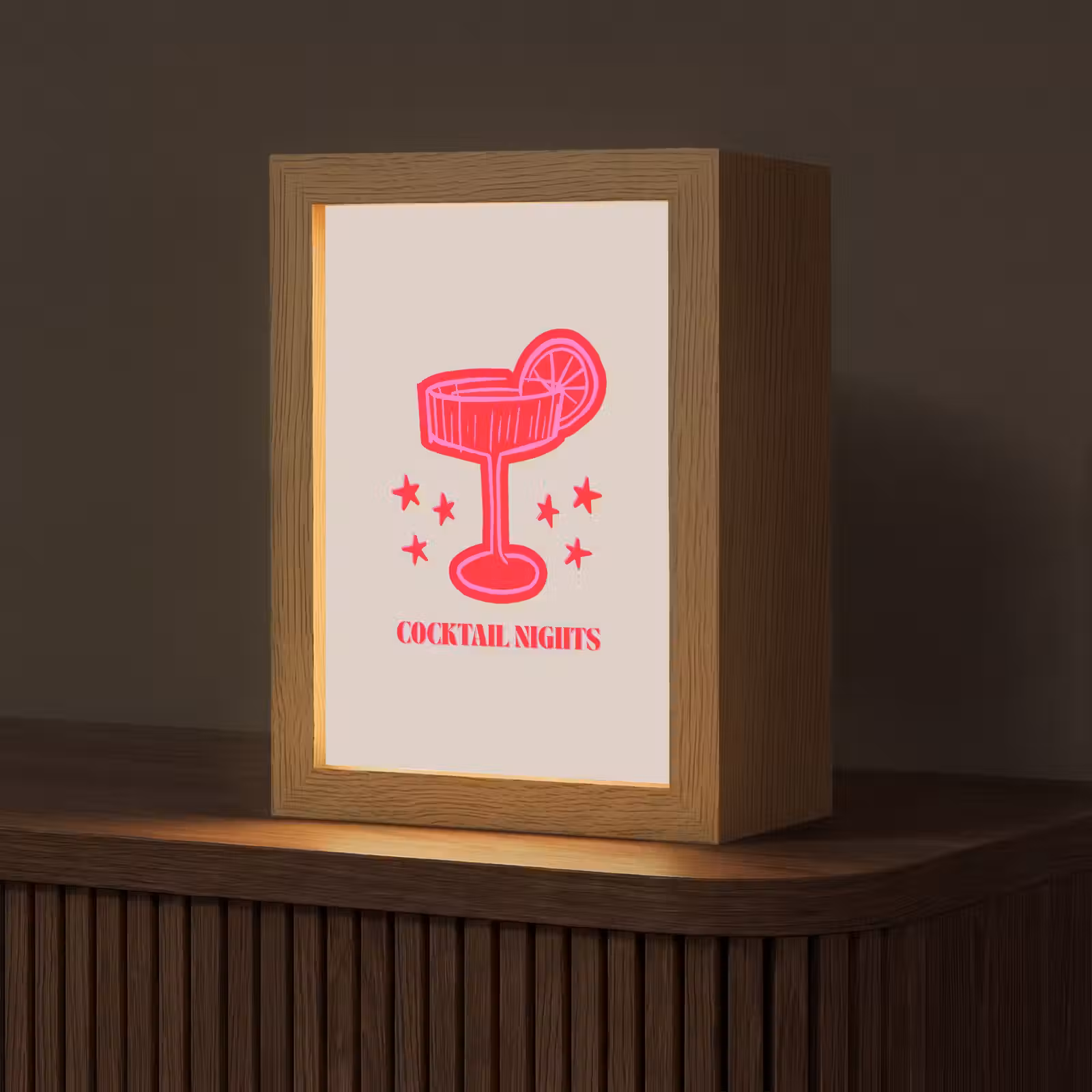 Gepersonaliseerd Lightbox - Cocktail - Kerst - Beige - Roze — 1