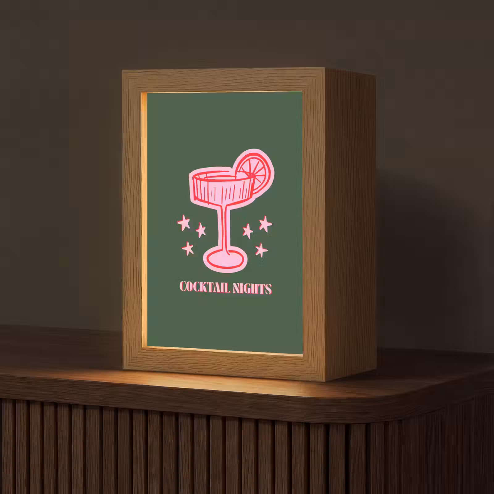 Gepersonaliseerd Lightbox - Cocktail - Kerst - Roze - Groen — 1