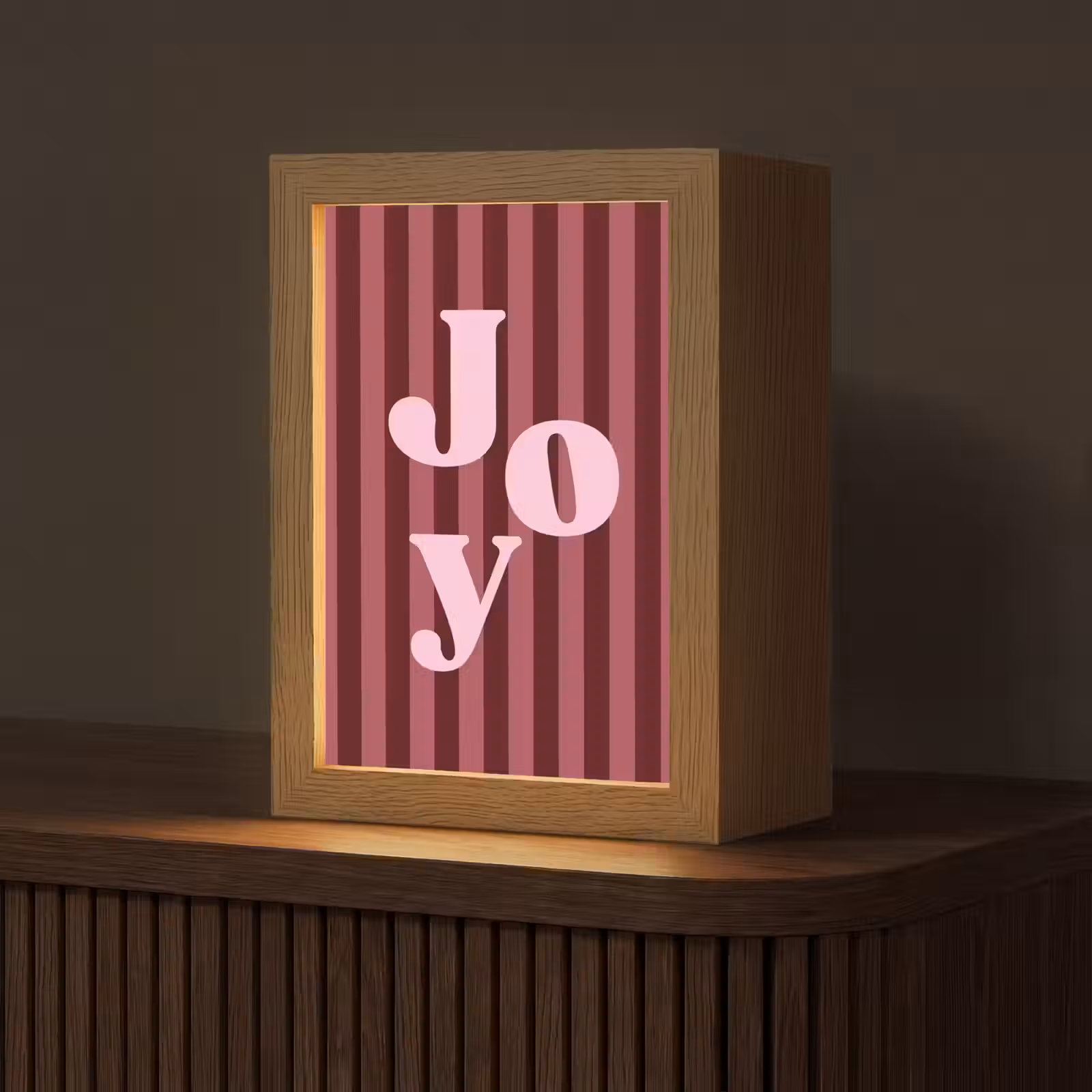 Gepersonaliseerd Lightbox - Joy - Kerst - Tekst - Roze — 1