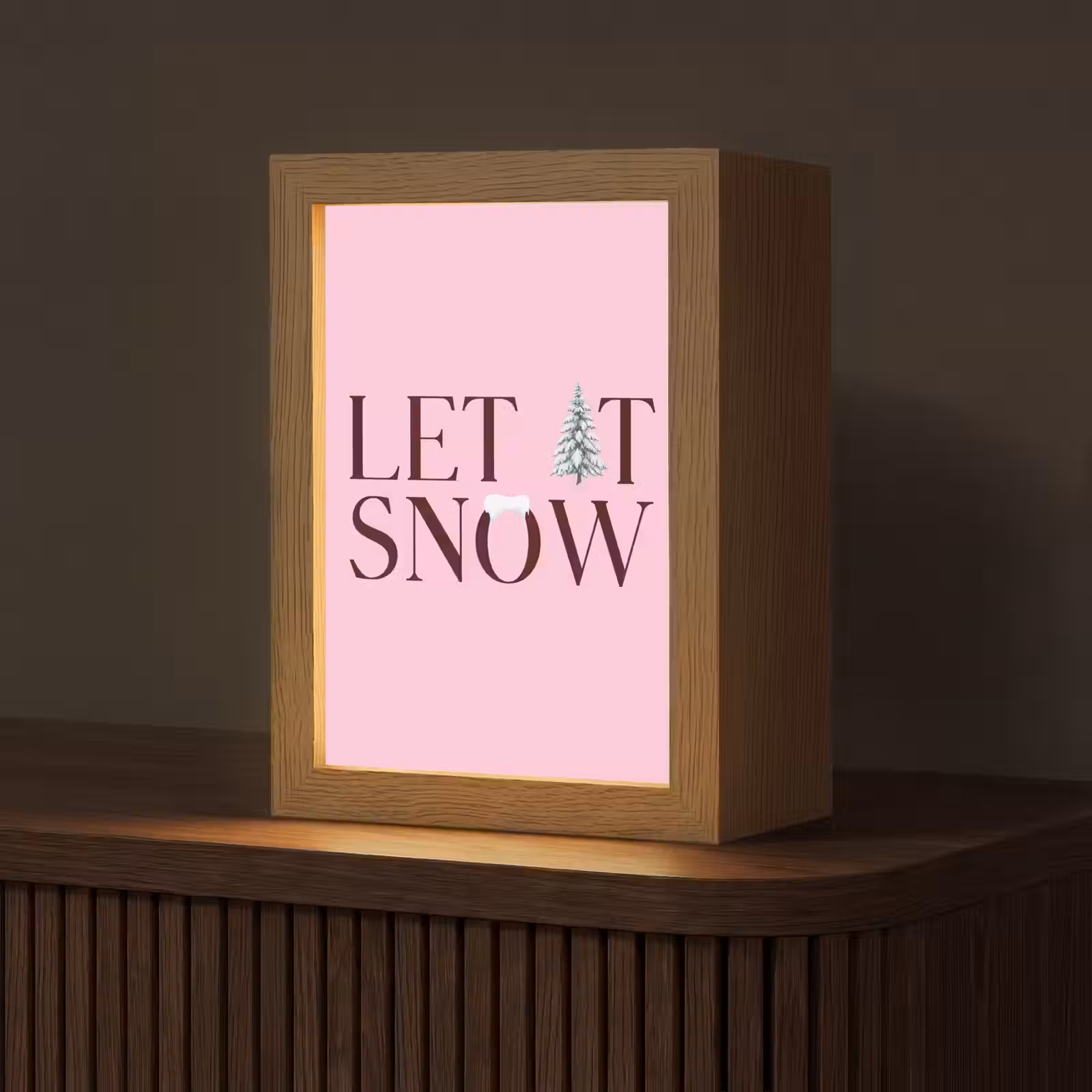 Gepersonaliseerd Lightbox - Kerst - Tekst - Sneeuw - Roze — 1