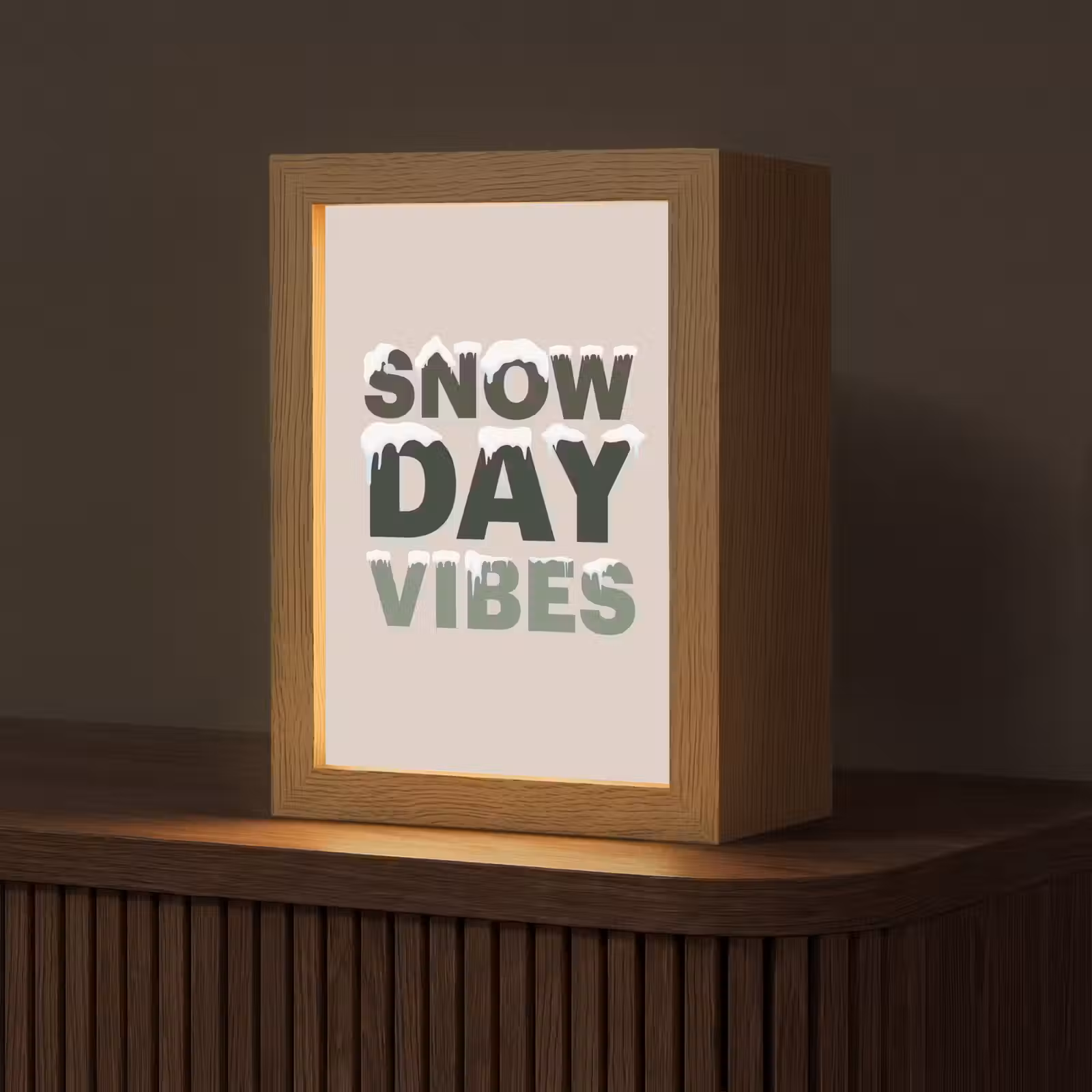 Gepersonaliseerd Lightbox - Sneeuw - Tekst - Kerst - Beige — 1